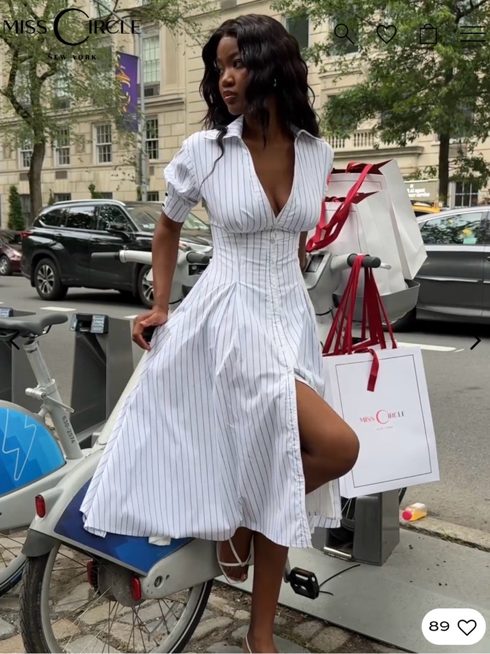 Miss Circle Cotton Poplin Pleated Midi Preppy Shirt Dress SOLD OUT ONLINE - Picture 2 of 15